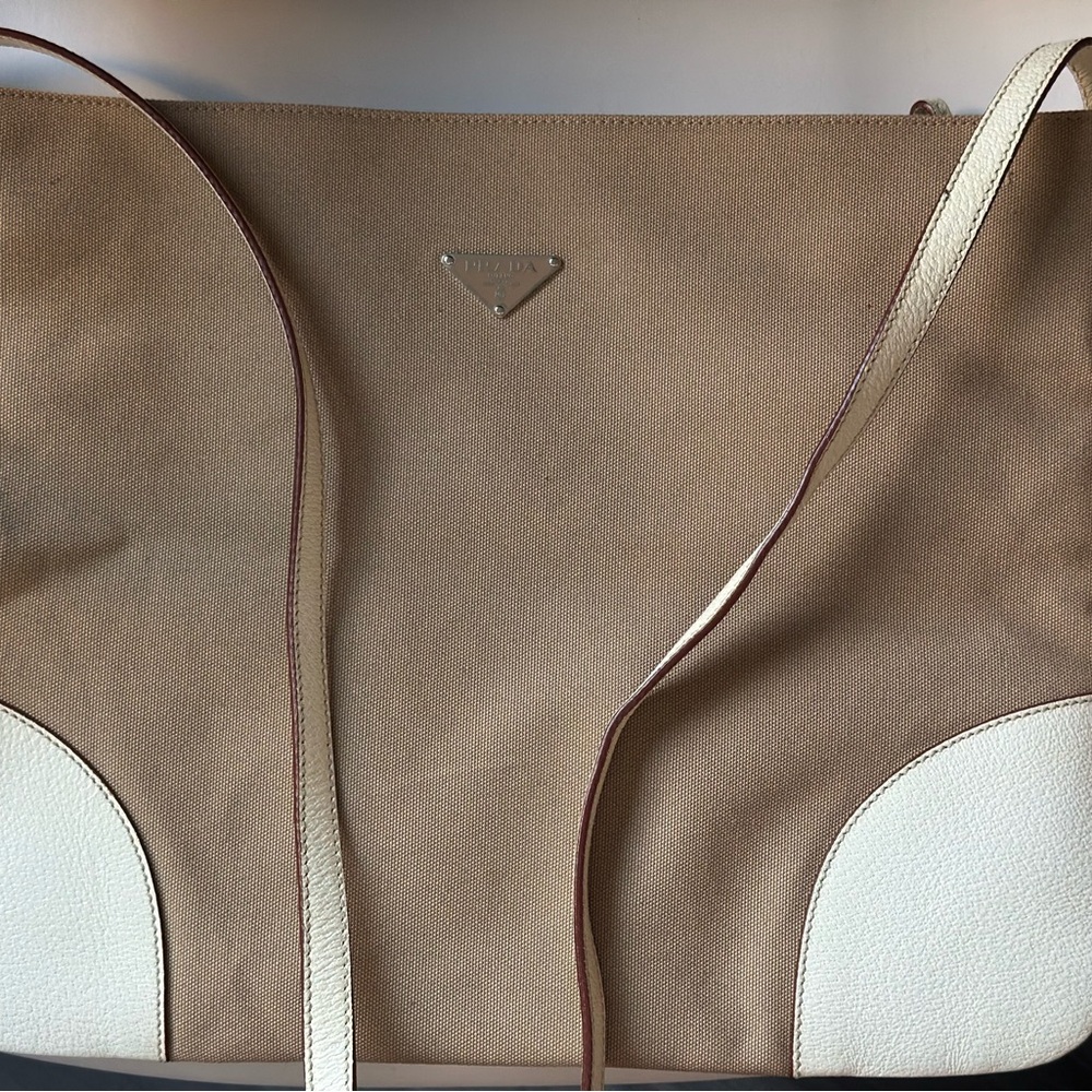 Prada Beige and Ivory Tote Bag